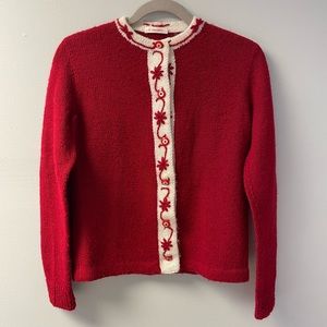 J Lablonski Red Vintage Handmade Cardigan Sweater